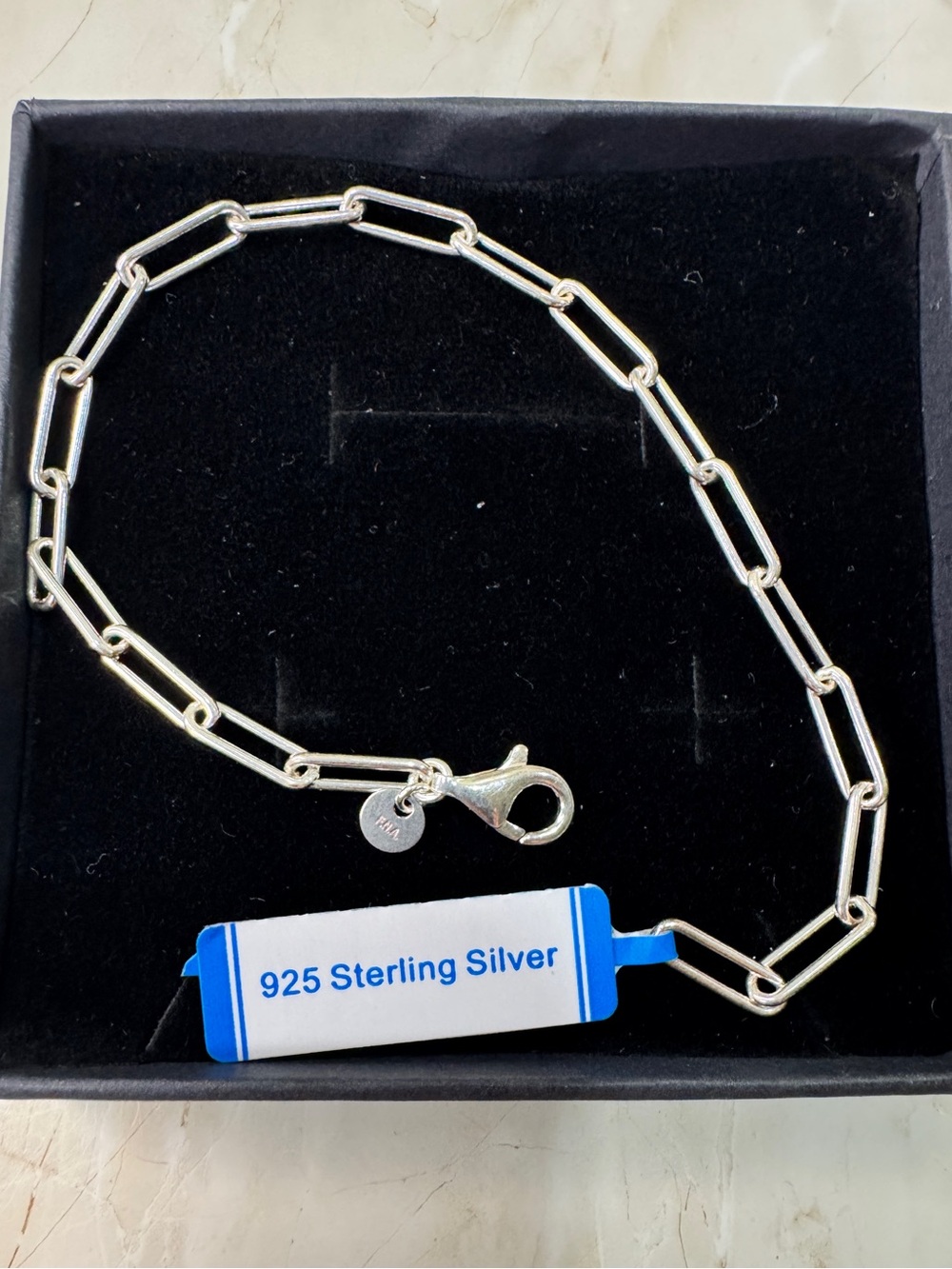 925 Sterling Silver Paperclip Chain Bracelet - 925 Sterling Silver